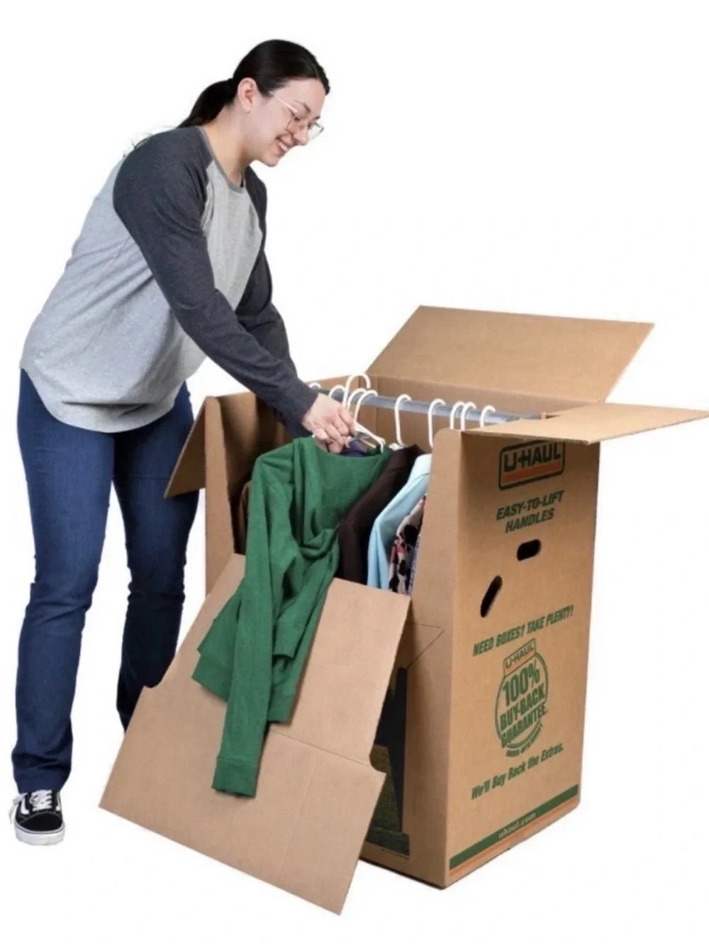 U-Haul Wardrobe Moving Box with Hanging Bar - Brown